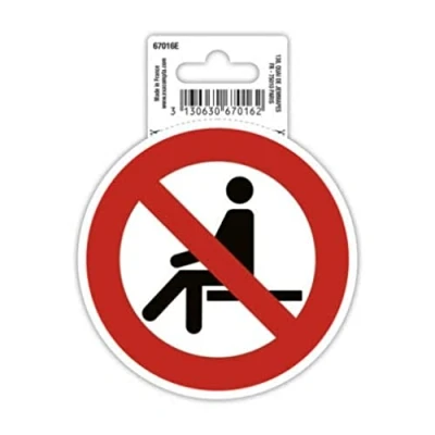Abbildung von Exacompta 67016E Hinsetzen verboten Klebeschild Ø10cm Rot Weiß aus UV beständigem PVC Hinweisschild Schilder Warnhinweis Sticker Aufkleber Türschild