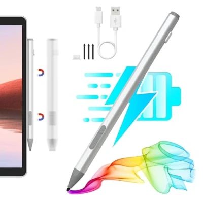 Abbildung von Surface Pen Stylus Stift für Microsoft Pro 11/10/9/8/X/7+/7/6/5/4/3, Go 4/3/2/1, Laptop/Studio/Book 4/3/2/1 mit Palm Rejection, 4096 Druckstufen, USB C Aufladung, magnetisch