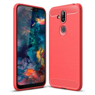 Abbildung von SCL Nokia 8.1 Hülle für Handyhülle, [Rot] Handyhülle Exquisite Serie Carbon Design Schutzhülle mit Anti Kratzer und Stoß Absorbtion Technologie