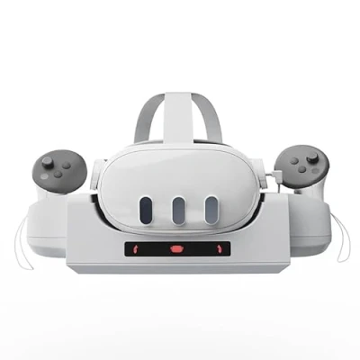 Abbildung von BeisDirect Ladestation für Meta Quest 3 VR Headset und Touch Controller, Ständer Wandmontierbare Griff + Aufbewahrungsregal