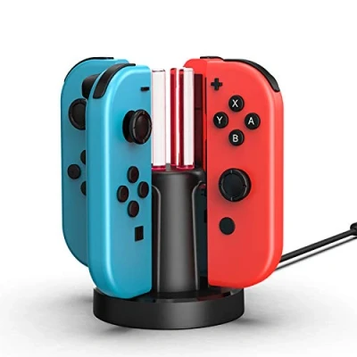 Abbildung von Gamedealer 4in1 Joy Con Quad Charger für Nintendo Switch, Controller Ladestation, USB Anschluss, Anti Rutsch Fuß, visuelle Ladeanzeige, Versand aus Deutschland