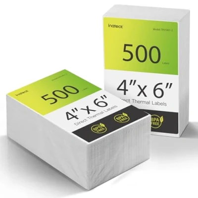 Abbildung von Inateck Etikettenpapier Thermopapier Versandetiketten, 100 mm x 150 mm, Wasserdicht, BPA/BPS frei, 500 Stück