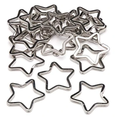 Abbildung von Baker Ross Schlüsselringe aus Metall in Sternform (20 Stück) perfekt zum Befestigen an Schlüsselanhängern,Metallisch