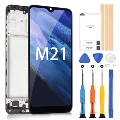 Abbildung von LCD Display für Samsung Galaxy M21 Bildschirm 2020 M215 M215F/DS Touchscreen Digitizer Full Assembly mit Reparatur Kit (6,4 Zoll, Schwarz Rahmen)