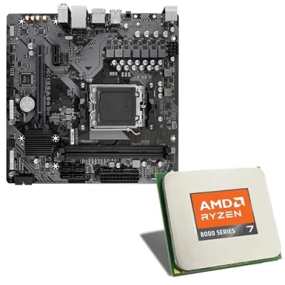 Abbildung von Mainboard Bundle AMD Ryzen 7 8700G, 8X 4200 MHz, Radeon 780M, Gigabyte A620M H, 1x M.2 Port, PCIe 4.0 x16, USB 3.2 Gen1 Tuning Kit CSL PC Aufrüstkit