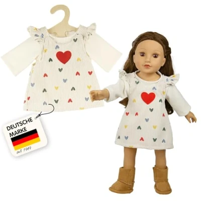 Abbildung von Puppen Kordkleid &#039;&#039;Herz Konfetti&#039;&#039; mit T Shirt, Gr. 35 45 cm