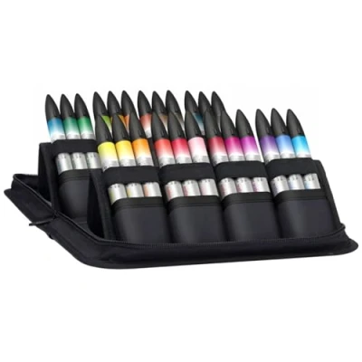 Abbildung von Winsor &amp; Newton 0290171 ProMarker Aquarellmarker 2 Spitzen, Pinsel und feiner Spitze, lichtecht, hochpigmentierte Aquarellfarben im Marker für Kalligrafie, Zeichnungen, 24 Farben Set