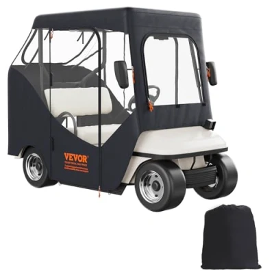 Abbildung von VEVOR Transparent Golfwagen Regenabdeckung 2 Personen Golfwagenabdeckung 1495 x 1230 mm, 600D Wasserdicht, Tragbar, Fahrbar, Aufbewahrungsabdeckung für Passend EZGO TXT