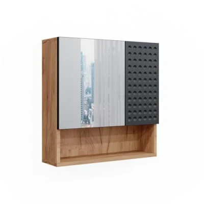 Abbildung von Vicco Badezimmerspiegelschrank Irma, Goldkraft Eiche/Anthrazit, 54 x 55 cm