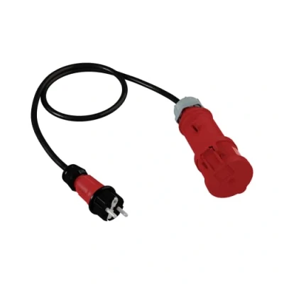 Abbildung von Doktorvolt CEE Kabel Adapter Starkstrom Verlängerungskabel 1 m Adapterleitung Mit Klappdeckel Kupplung 230V Stecker 16 A Für Starkstromsteckdose IP44 Unischuko Schwarz Rot