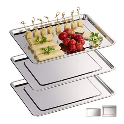Abbildung von relaxdays Servierplatte 3er Set, Edelstahl, M