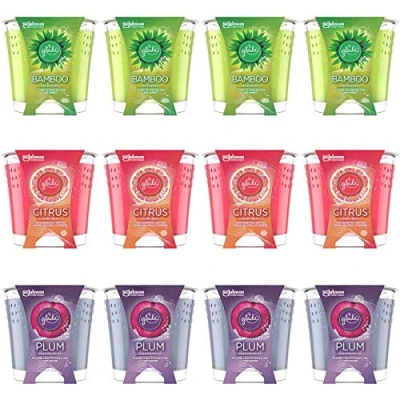 Abbildung von HAC24 12er Set Duftkerze Im Glas Duft Kerze Bambus Citrus Pflaume Raumduft Glaskerze