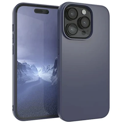 Abbildung von EAZY CASE Handyhülle Silikon mit Kameraschutz kompatibel iPhone 14 Pro in Navy Blau, Ultra dünn, Slimcover, Silikonhülle, Hülle, Softcase, Backcover