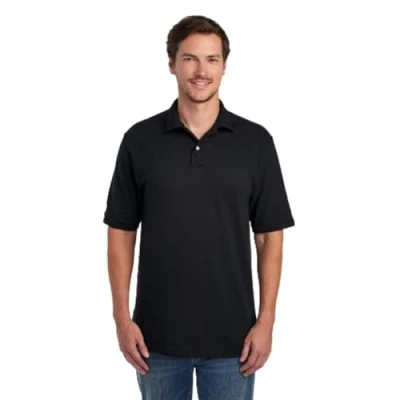 Abbildung von Jerzees Herren Spot Shield Short Sleeve Polo Sport Shirt Poloshirt, schwarz, Groß