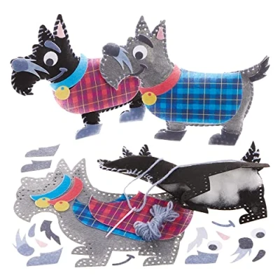 Abbildung von Baker Ross FX692 Scottish Terrier Hundekissen Nähset 2er Packung, Nähbastelsets für Kinder, Mittel
