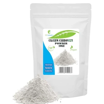 Abbildung von CALCIUMC ARBONAT Pulver 100 Gr wird in mineralischen Make up Formulierungen und als sanftes Schleifmittel für Mundpflegeprodukte verwendet.
