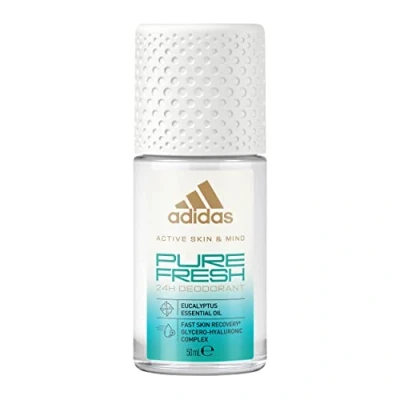 Abbildung von adidas Pure Fresh Roll Deo On für sie, mit Eukalyptusöl und 24 Stunden Frische hautfreundlicher Formel, 50 ml