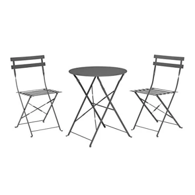 Abbildung von Spetebo Metall Bistroset anthrazit 2X Klappstuhl + Klapptisch Balkon Möbel Set Sitzgruppe Bistro Stuhl Tisch Garten
