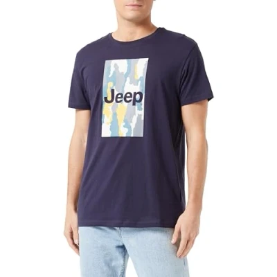 Abbildung von JEEP O102905 A928 J Herren T Shirt Großer Aufdruck Baumrinde Camouflage Hintergrund J23W Night Blue S