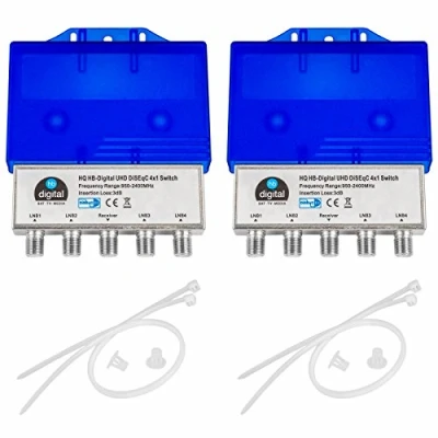 Abbildung von 2X HQ DiseqC Schalter Switch 4/1 mit Wetterschutzgehäuse HB DIGITAL 4X SAT LNB 1 x Teilnehmer/Receiver für Full HDTV 3D 4K UHD