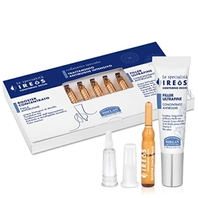 Abbildung von Helan, IREOS Skin Care Kit für Gesicht mit Augenkontur, Anti Falten und Augenringen, entleerende aufhellende Ampullen 8 ml + feuchtigkeitsspendende Augenkonturencreme, Filler, Faltenfüller, 10