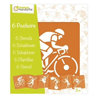 Abbildung von Decopatch Avenue Mandarine PO008C Set mit 6 Schablonen 15x15 cm, für Kinder, Sport, 1