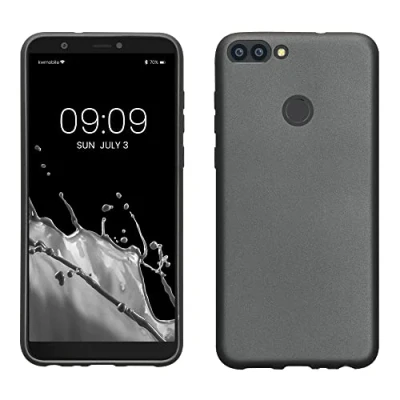 Abbildung von kwmobile Case kompatibel mit Huawei Enjoy 7S / P Smart (2017) Hülle Schutzhülle aus Silikon metallisch schimmernd Handyhülle Metallic Grau
