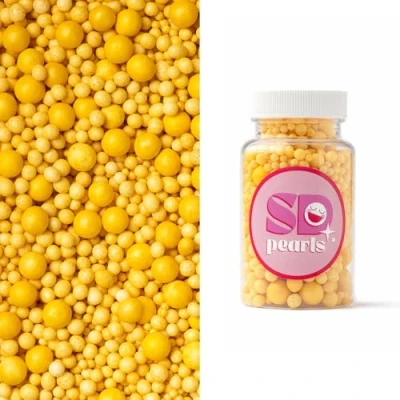 Abbildung von SD Pearls Zuckerperlen, Essbare Zucker Perlen, Tortendeko Streusel Dekorperlen Für Keksen, Kuchen, Cupcakes, Dessertdekoration (Karamell, 3,4,5,7,10mm, 100g)