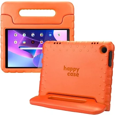 Abbildung von HappyCase Kinder Tablet Hülle Geeignet für Lenovo Tab M10 Gen 3 (10.1) Kinderfreundliche Schutzhülle Kinderhülle mit Griff und Ständer Orange