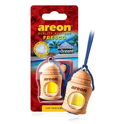 Abbildung von AREON Fresco Auto Duft Sommertraum Glas Duftflakon Flakon Holz Hängend Anhänger Spiegel Rot 4ml (Pack x 1)