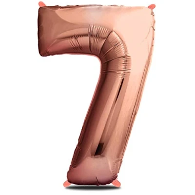 Abbildung von envami® Folienballon Zahl Geburtstagsdeko Rosegold 100cm Deko zum Geburtstag Luftballon Zahlen Dekoration Happy Birthday Mädchen Fliegt mit Helium (Zahl 7)