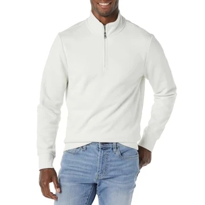 Abbildung von Amazon Essentials Herren Fleece Sweatshirt mit Langen Ärmeln und Viertel Reißverschluss, Hellgrau, XXL