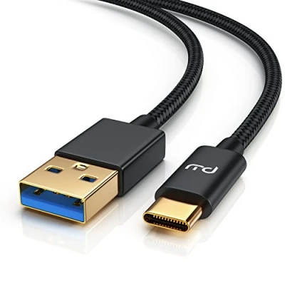 Abbildung von CSL USB C Kabel Typ auf 3.0 A 0,5 Meter Datenkabel Ladekabel Nylonmantel 3 Fach geschirmt bidirektional kompatibel mit Apple Samsung LG Sony Huawei Xiaomi MS Surface
