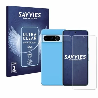 Abbildung von Savvies 6 Stück Schutzfolie für Google Pixel 8 Pro (Display+Kamera) Displayschutz Folie Ultra Transparent