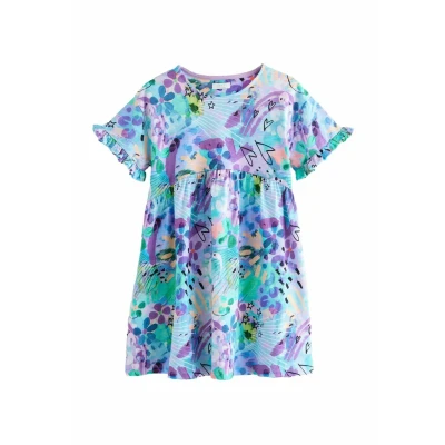 Abbildung von Next Regular FIT Short Sleeve Jerseykleid für Kinder, Größe: 164, Blue graffiti print