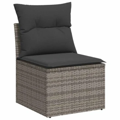 Abbildung von vidaXL Loungesofa Gartensofa ohne Armlehnen mit Kissen Grau Poly Rattan, 1 Teile