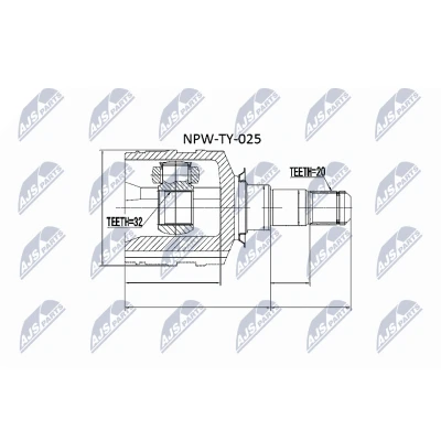 Abbildung von NTY NPW TY 025 Gelenksatz getriebeseitig TOYOTA: Avensis I Kombi