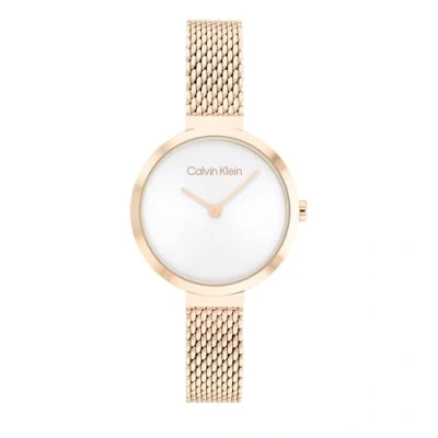 Abbildung von Calvin Klein Quarzuhr Minimalistic T Bar Mesh 28 mm, 25200083, Armbanduhr, Damenuhr, Mineralglas, IP Beschichtung