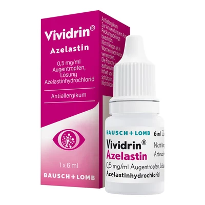Abbildung von Vividrin Azelastin Augentropfen Akuthilfe bei Heuschnupfen und Allergien 6 ml