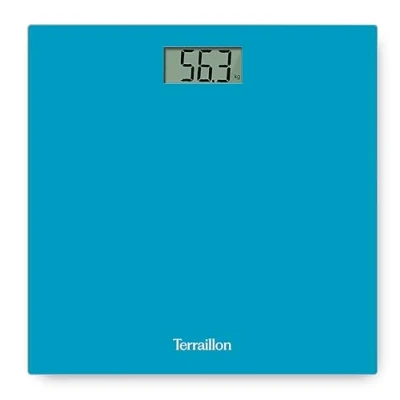 Abbildung von TERRAILLON Elektronische Personenwaage Ultraflach, Automatischer Start/Stopp, Großes LCD Display, 150kg TX1500, Blau