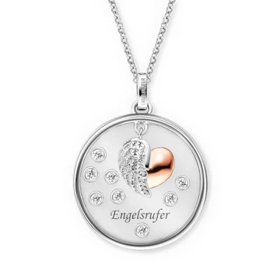 Abbildung von Engelsrufer Kette mit Anhänger Glaslinse Herzflügel, ERN LENS LILHW BIR, Made in Germany Zirkonia (synth)