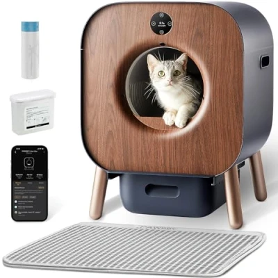Abbildung von PAWBBY P1 Ultra Katzenklo Selbstreinigend, Selbstreinigende Katzentoilette, TÜV Zertifizierung, Anti Klemm /Pflanzendesodorierendes Design, App Steuerung, Extra Groß für Mehrere Katzen