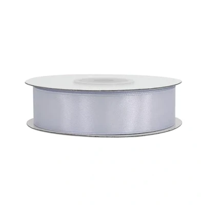 Abbildung von Satinband 18mm x 25m Rolle FARBAUSWAHL in 3/6/12/18/25/38/50/75/100mm farbecht &amp; waschbar Schleifenband für Hochzeit Geschenkband zum Verpacken Dekorieren Basteln Silber/Grau 012H