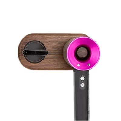 Abbildung von TentHome Haartrocknerhalter Magnetische Aufhänger Haartrockner Wandhalterung für Dyson Supersonic, Diffusor und Zwei Düsen, Kabelsteckerhalter Netzstecker Schnurhalter (Small, Walnussholz)