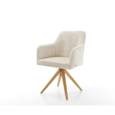 Abbildung von Drehstuhl Greg Flex Cord Beige Holzgestell kantig 180 drehbar