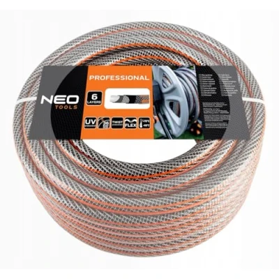 Abbildung von NEO TOOLS Pro Gartenschlauch 3/4 Zoll, 50 m Länge, 6 lagiger UV beständig, Flexibel Schlauch, Trinkwasserschlauch, Verdrehschutz Wasserschlauch aus Erst PVC mit Anti Algen Innenausstattung