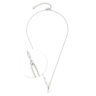 Abbildung von JEWELS BY LEONARDO Halskette Ciao Peggy kurze Spiegelanker Kette aus silberfarbenem Edelstahl Perlenanhänger Mix verschiedenen Kettenarten 42 47 cm Länge Geschenk für Frauen 024977