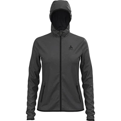 Abbildung von Odlo Damen Hoodyjacke mit Reißverschluss ROY, shale grey black stripes, XS