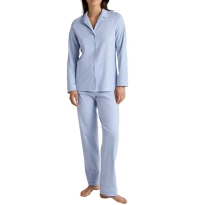 Abbildung von CALIDA Night Lovers Pyjama, durchgeknöpft Damen, aus 100% PIMA Baumwolle, mit stoffbezogenem Gummibund