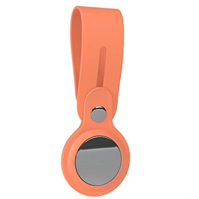 Abbildung von EAZY Case Anhänger für AirTag Schlüsselanhänger Hülle Silikon Orange AirTags Schutzhülle Air Tracker Kratzfest Loop Silikonhülle Tag Hunde, Katze, Kind